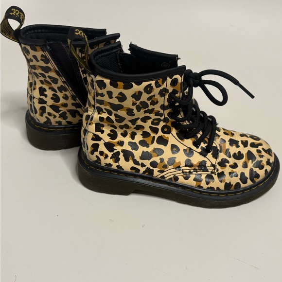 Dr. Martens Kids Delaney Leopard Print Combat Boots | Size 12 | Animal Print - Picture 4 of 4